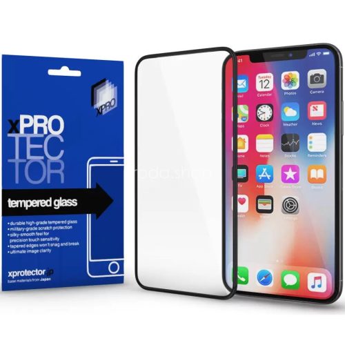 Apple iPhone XS Max / 11 Pro Max, Kijelzővédő fólia, ütésálló fólia (az íves részre is!), Tempered Glass (edzett üveg), Xprotector Full 3D, fekete