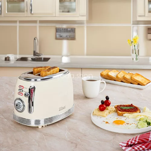 Zilan ZLN1191 retró kenyérpirító, 850 W, 6 fokozat, 2 szeletes, STOP funkció, morzsatálca, bézs