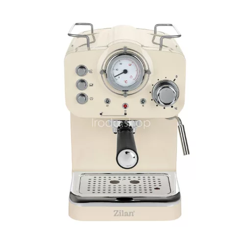 Zilan ZLN2992 retró eszpresszó kávéfőző, 1100 W, 15 bar, 1,25 liter kapacitás, tejhabosító, bézs
