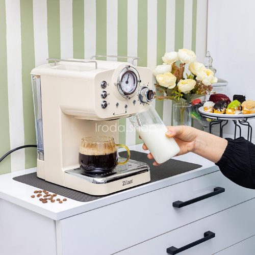 Zilan ZLN2992 retró eszpresszó kávéfőző, 1100 W, 15 bar, 1,25 liter kapacitás, tejhabosító, bézs