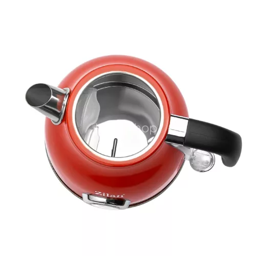 Zilan ZLN7033 retró vízforraló, 2200 W, 1,7 liter, hőmérsékletkijelzés, 360°-ban forgatható, piros