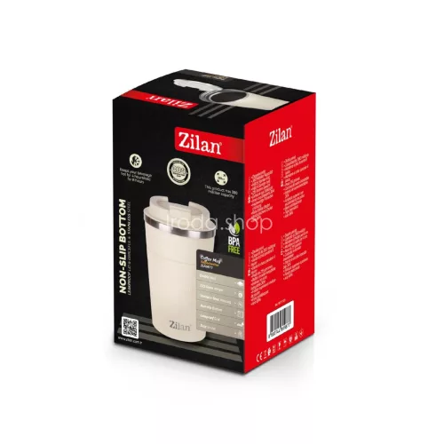 Zilan ZLN9877 pohár termosz, 380 ml űrtartalom, rozsdamentes acél belső, dupla falú, krémszínű